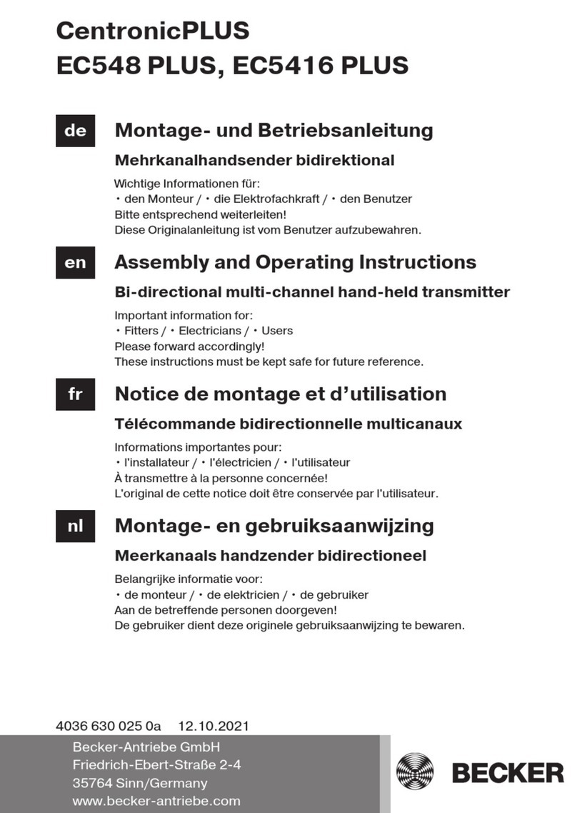 Becker Centronic EC548 Plus Assembly and operating instructions Becker Centronic EC548 Plus Assembly and operating instructions