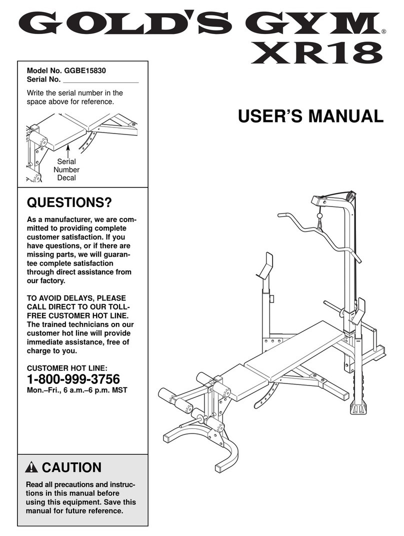 Gold's Gym XR18 user manual