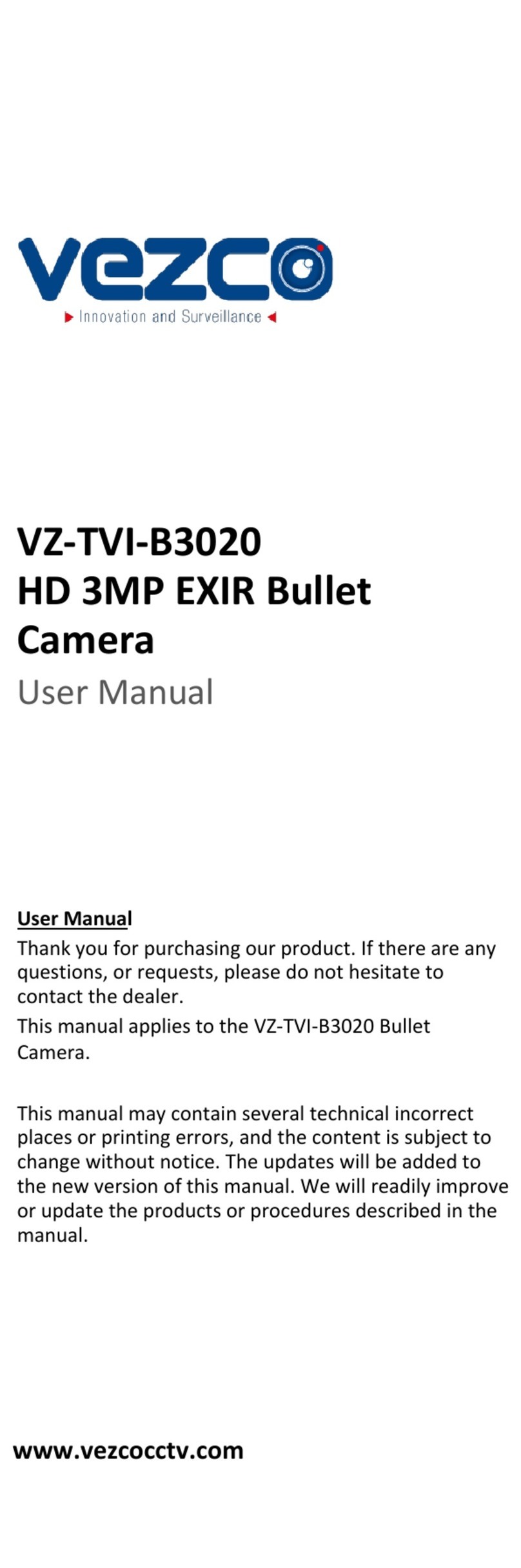 Vezco VZ-TVI-B3020 User manual