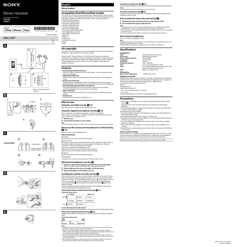Sony XBA-20iP User manual