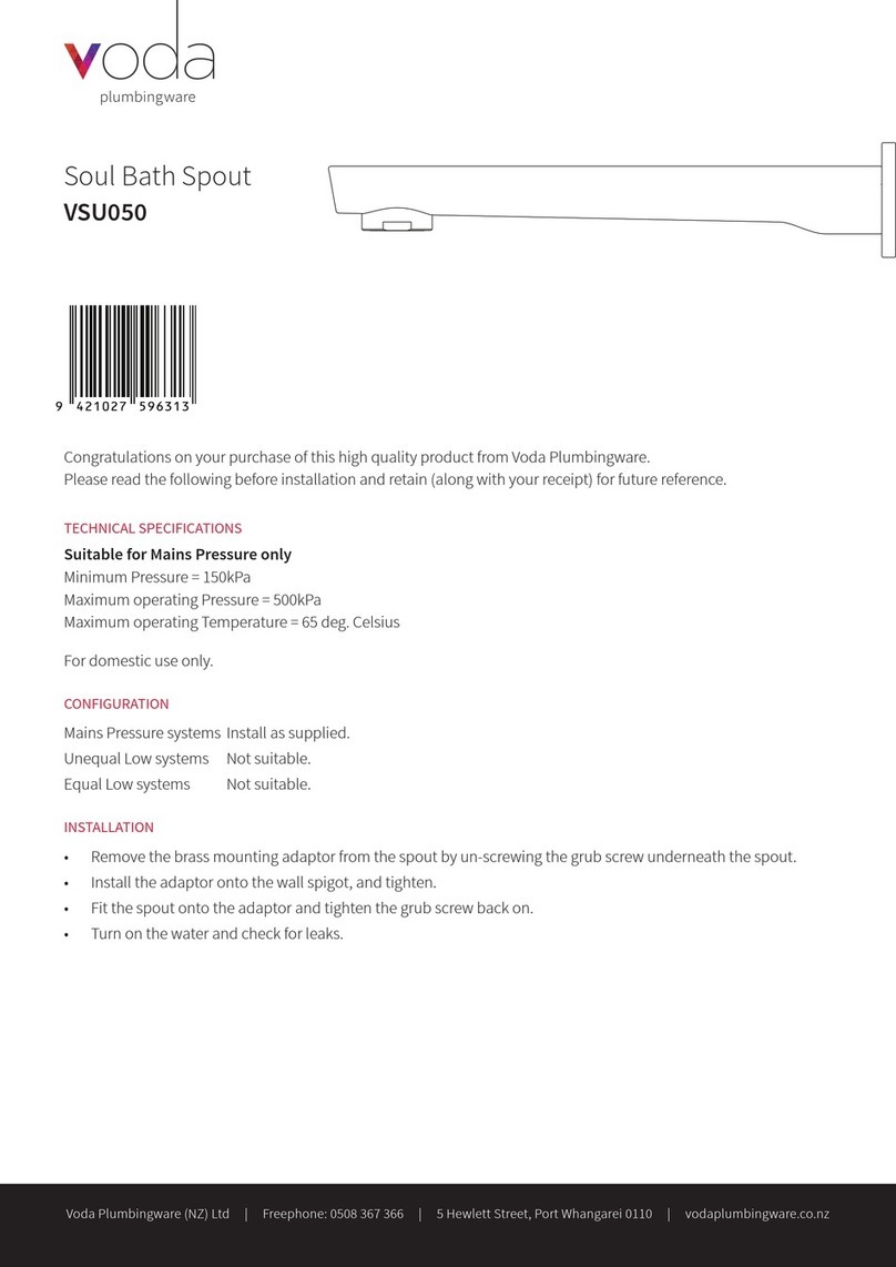 Voda Plumbingware VSU050 User manual Voda Plumbingware VSU050 User manual