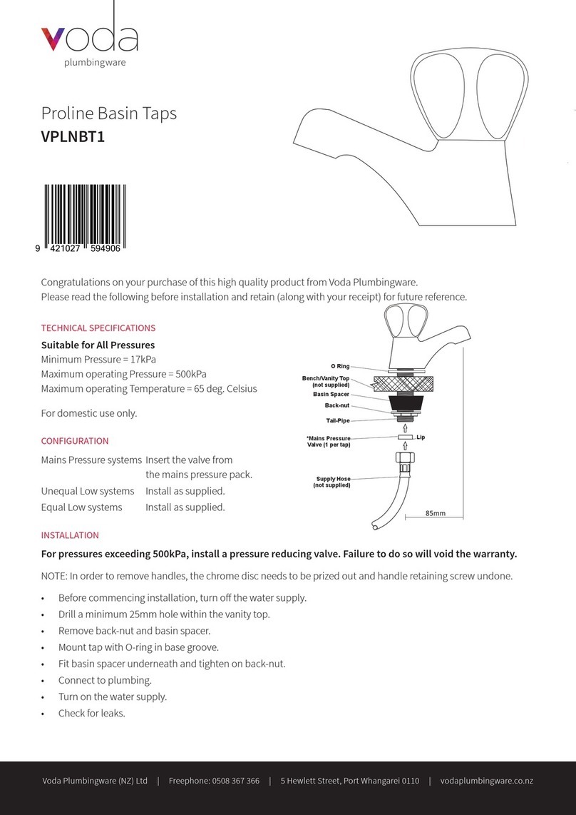 Voda Plumbingware Proline VPLNBT1 manual