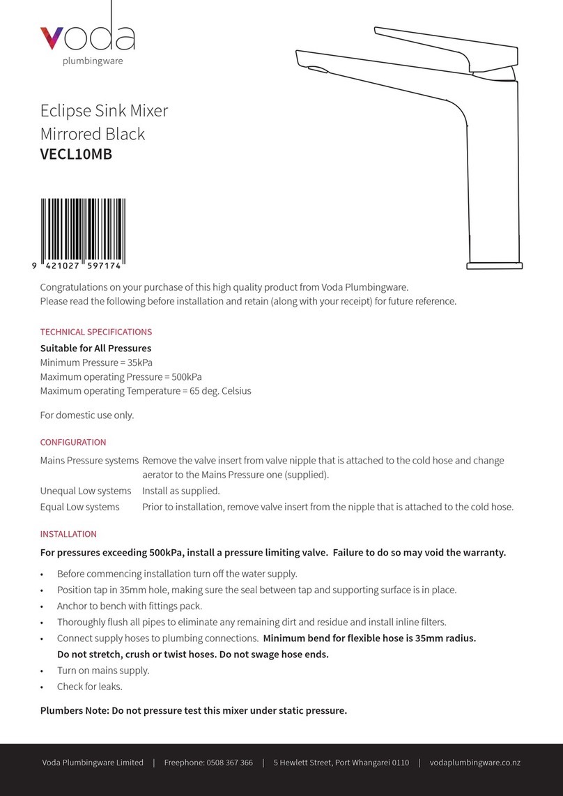 Voda Plumbingware Eclipse VECL10MB manual Voda Plumbingware Eclipse VECL10MB manual