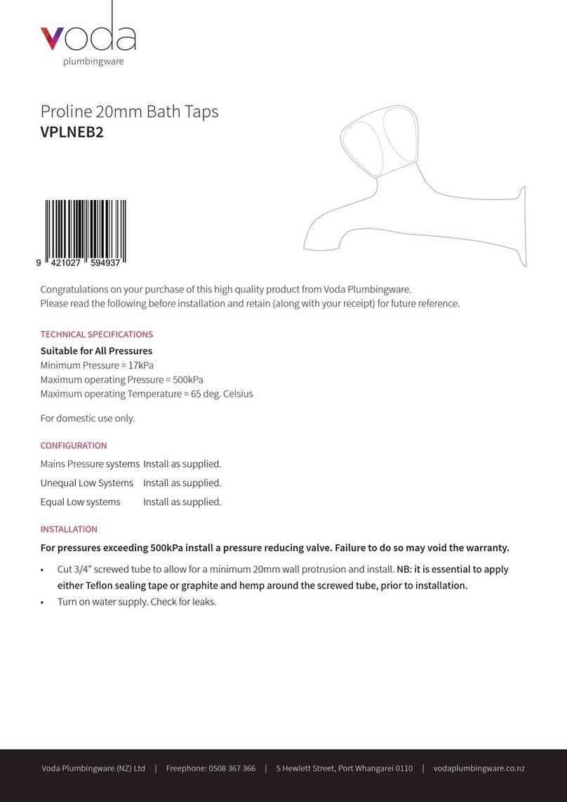 Voda Plumbingware Proline VPLNEB2 manual