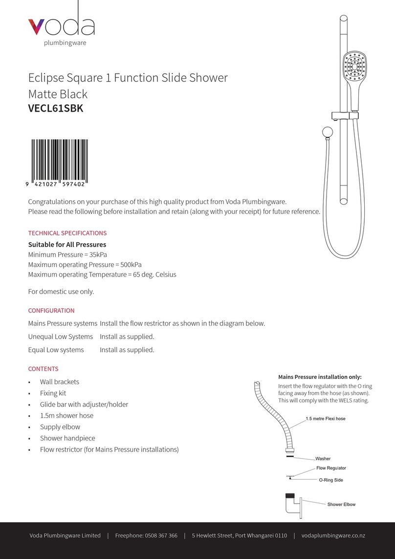 Voda Plumbingware Eclipse Square 1 VECL61SBK manual