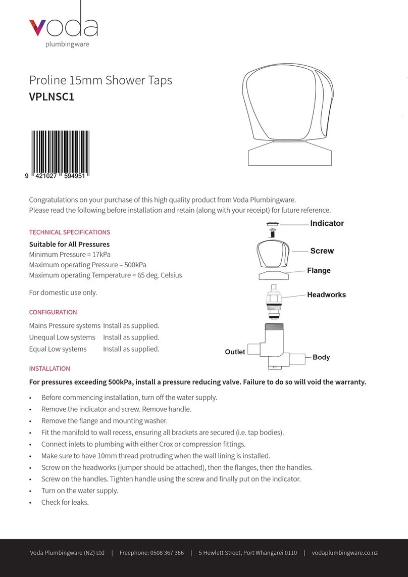 Voda Plumbingware Proline VPLNSC1 User manual Voda Plumbingware Proline VPLNSC1 User manual