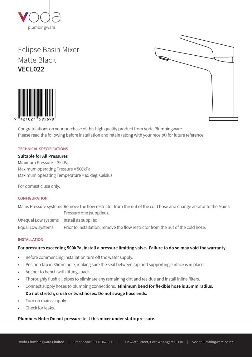 Voda Plumbingware Eclipse VECL022 manual Voda Plumbingware Eclipse VECL022 manual