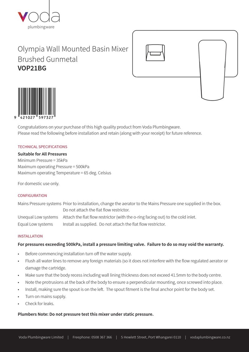 Voda Plumbingware Olympia VOP21BG manual