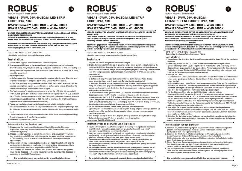LED Group ROBUS VEGAS RVA12RGBW6710-30 quick start guide LED Group ROBUS VEGAS RVA12RGBW6710-30 quick start guide