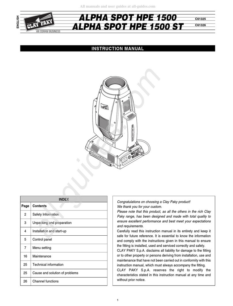 Osram Clay Paky Alpha Spot HPE 1500 User manual