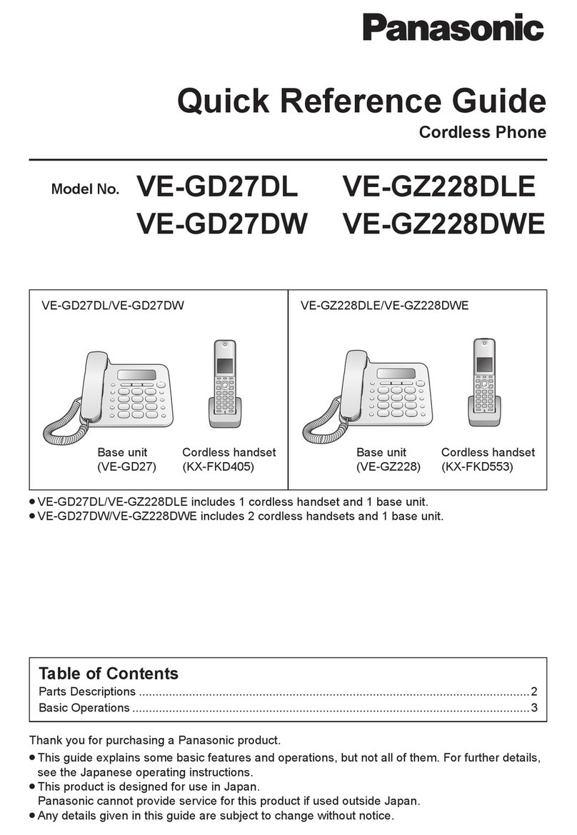 Panasonic VE-GD27DL Quick reference guide