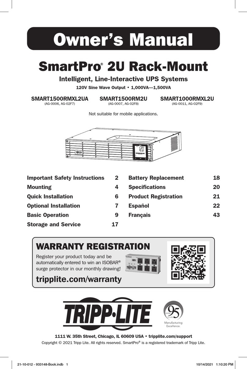 Tripp Lite SmartPro ST1000RMX2UN User manual