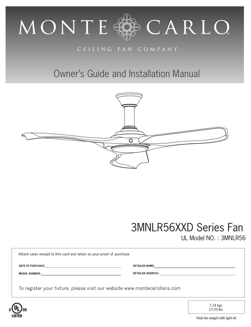Monte Carlo Fan Company 3MNLR56BSD Owner's guide and installation manual Monte Carlo Fan Company 3MNLR56BSD Owner's guide and installation manual