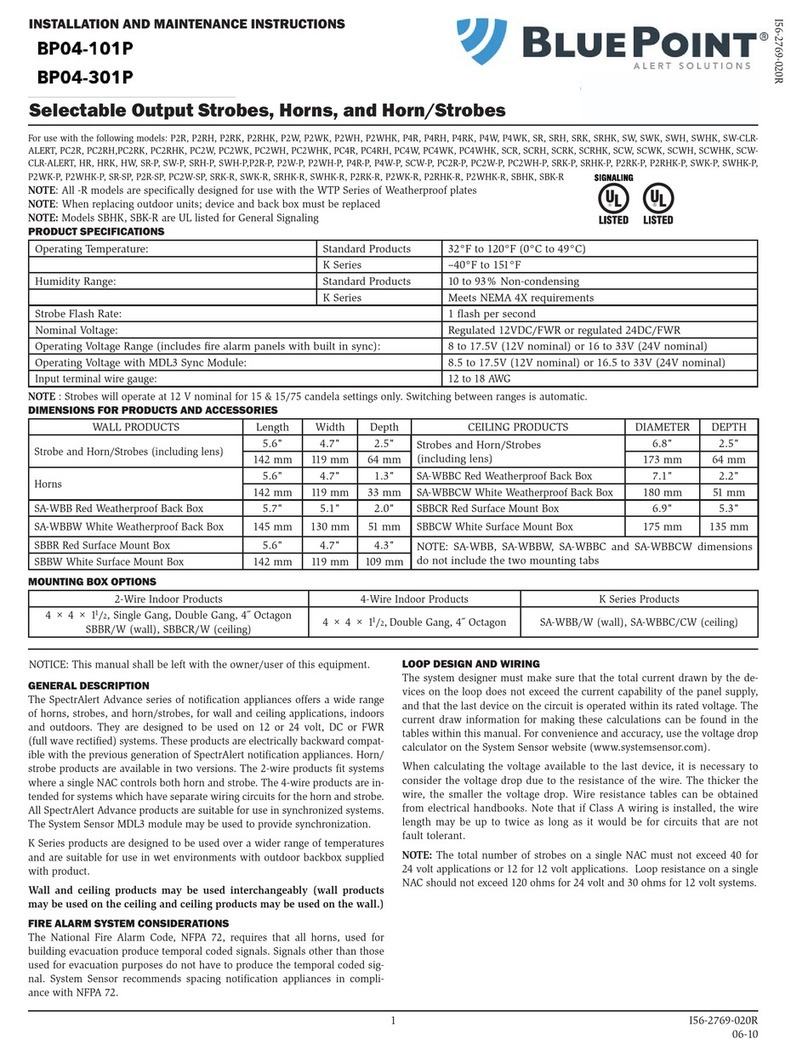 Blue point BP04-101P Installation and maintenance instructions