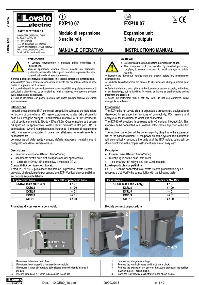 LOVATO ELECTRIC EXP10 07 instruction manual