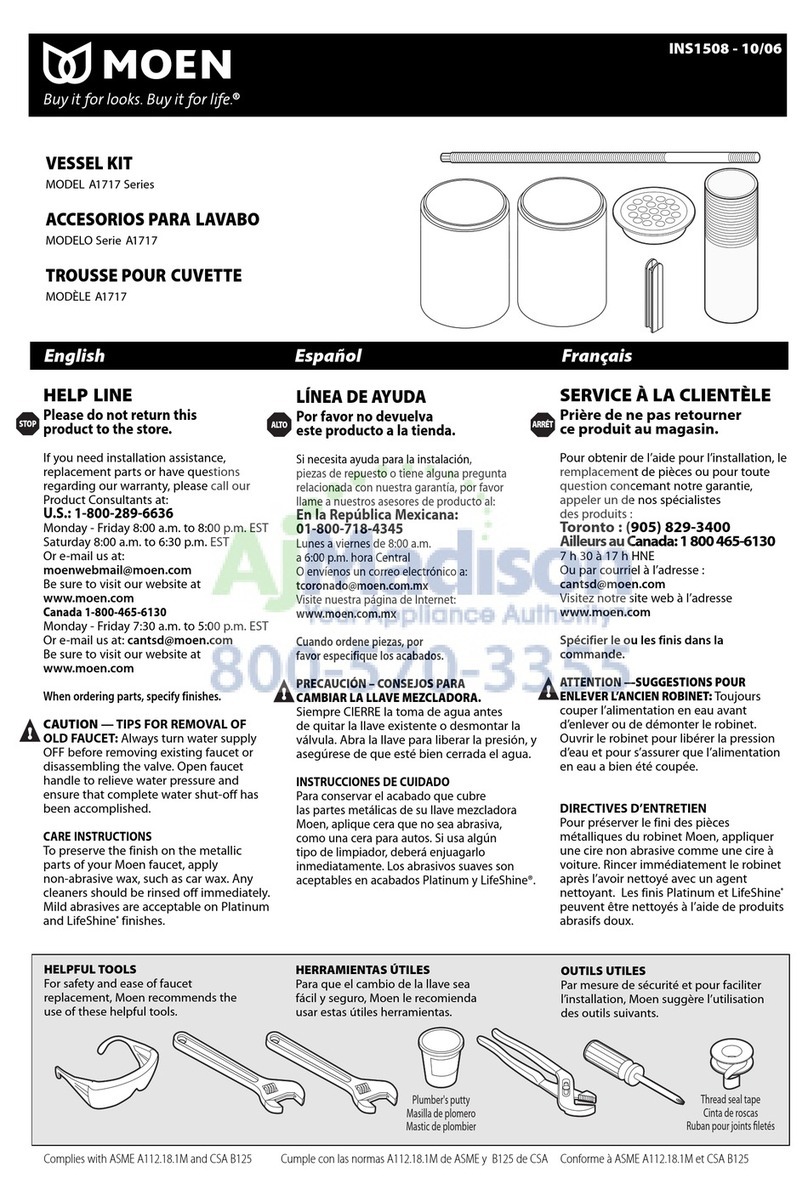 Moen A1717 Series quick start guide