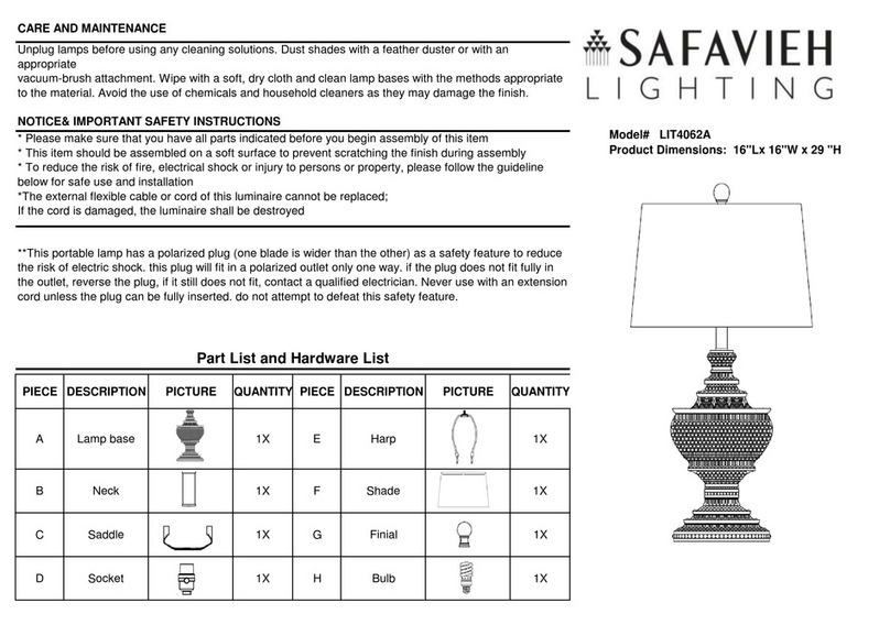 Safavieh LIT4062A quick start guide Safavieh LIT4062A quick start guide