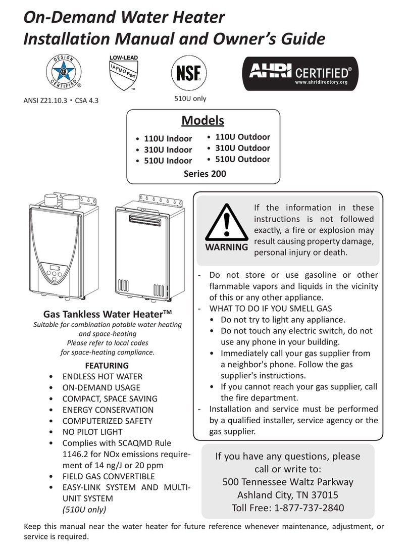 Takagi 200 Series Installation manual and owner's guide