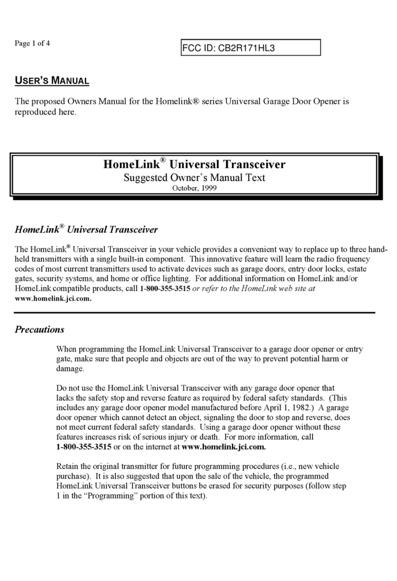 Johnson Controls HomeLink R171HL3 user manual
