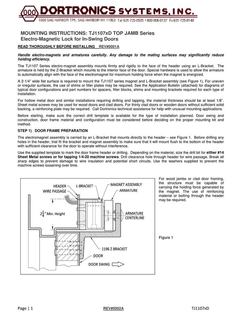 DORTRONICS SYSTEMS TJ1107 D Series Mounting instructions