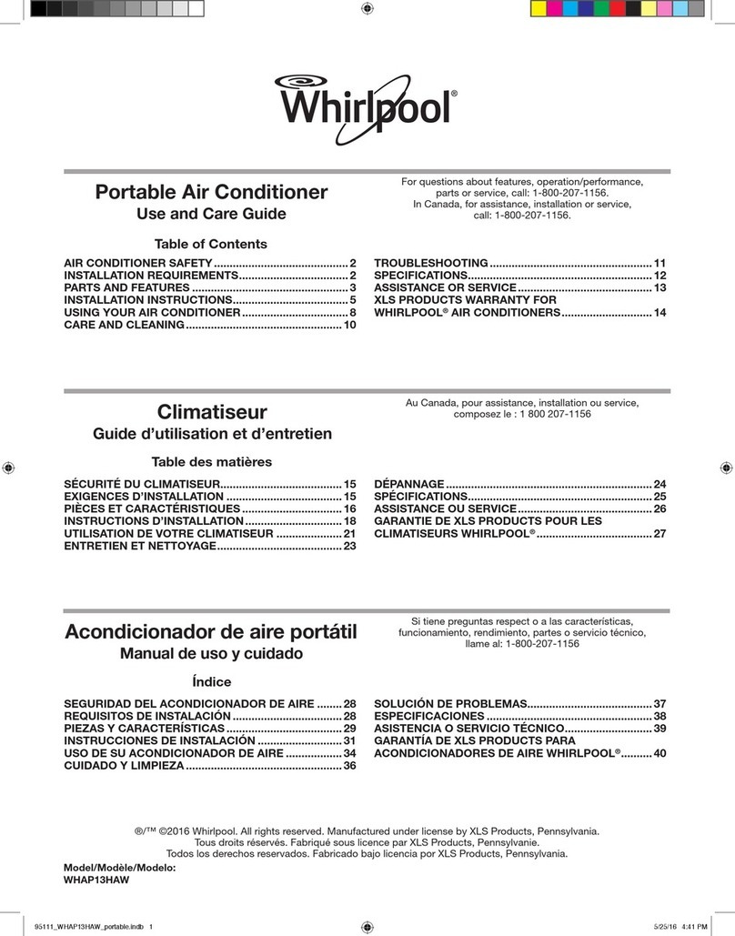 Whirlpool WHAP13HAW User manual