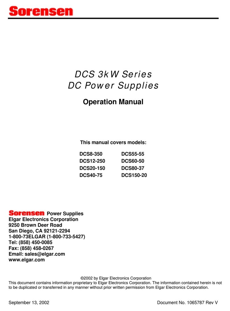 Elgar Sorensen DCS 3kW Series Operation manual
