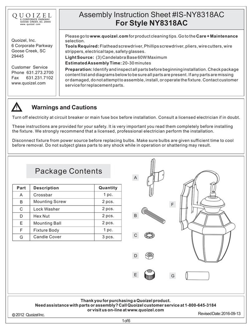 Quoizel NY8318AC Assembly instruction
