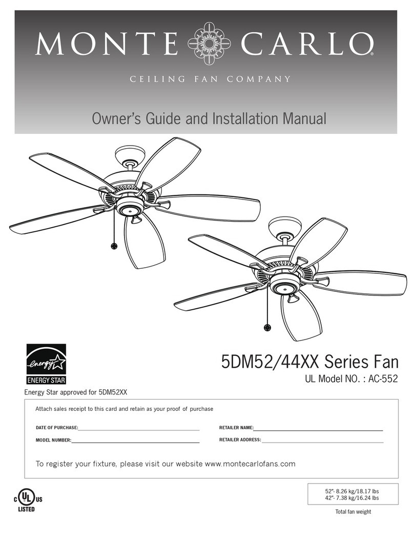 Monte Carlo Fan Company 5DM52 Series Owner's guide and installation manual