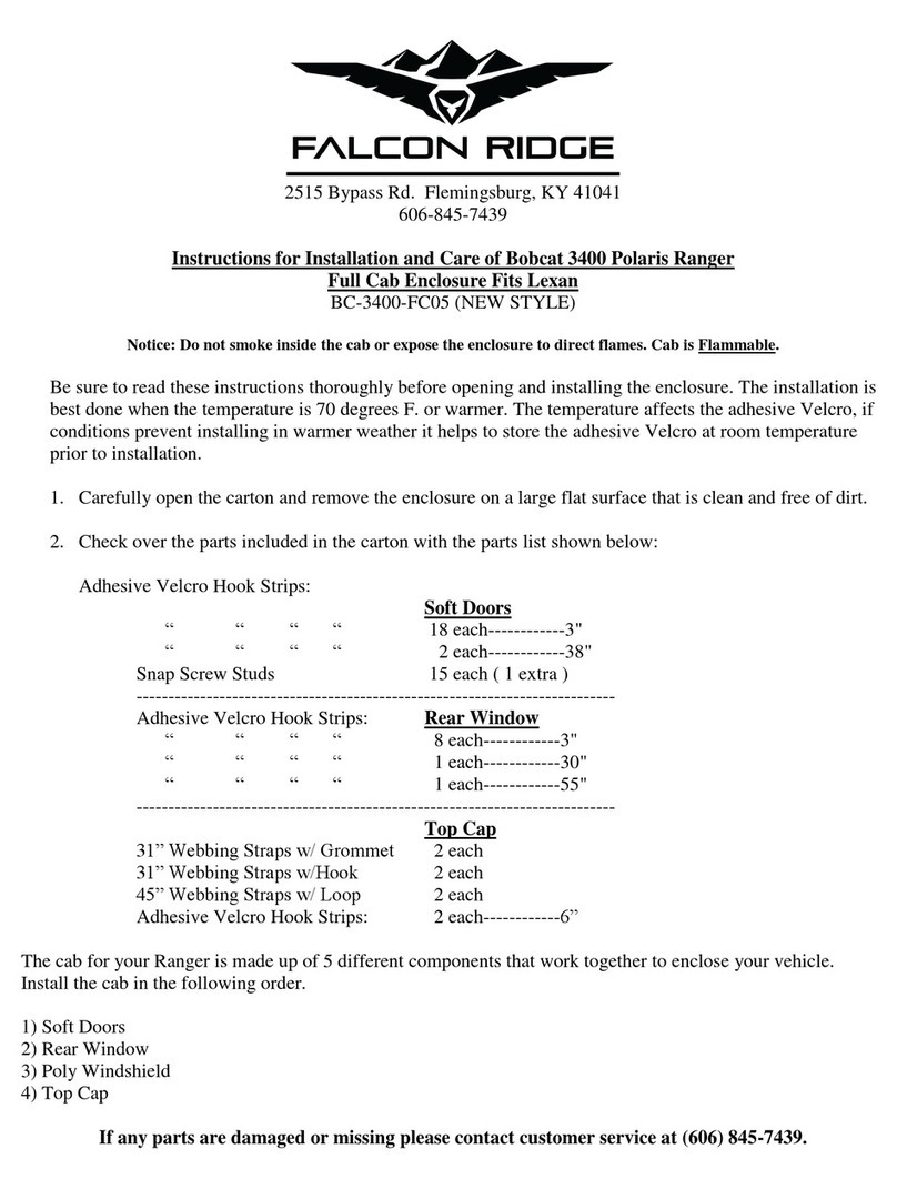 FALCON RIDGE BC-3400-FC05 Instructions for Installation and Care