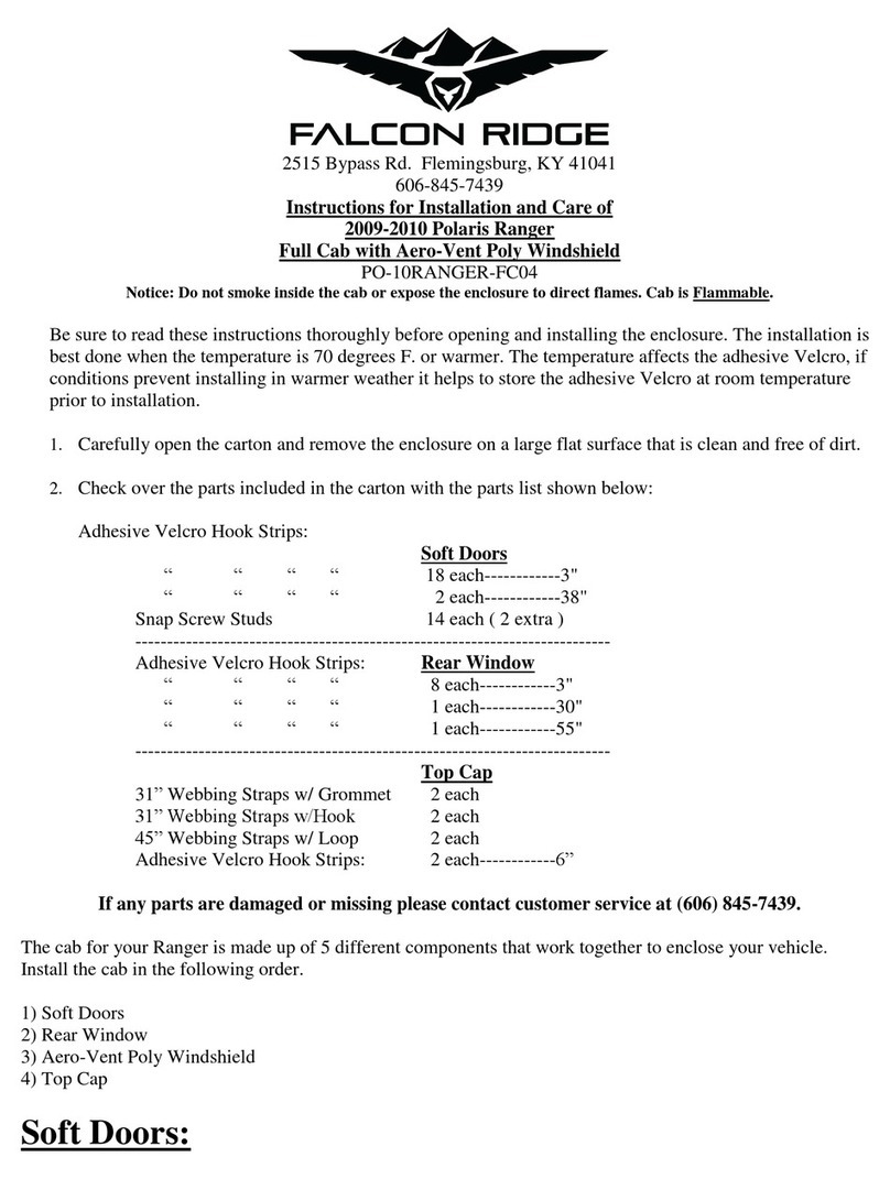 FALCON RIDGE PO-10RANGER-FC04 Instructions for Installation and Care