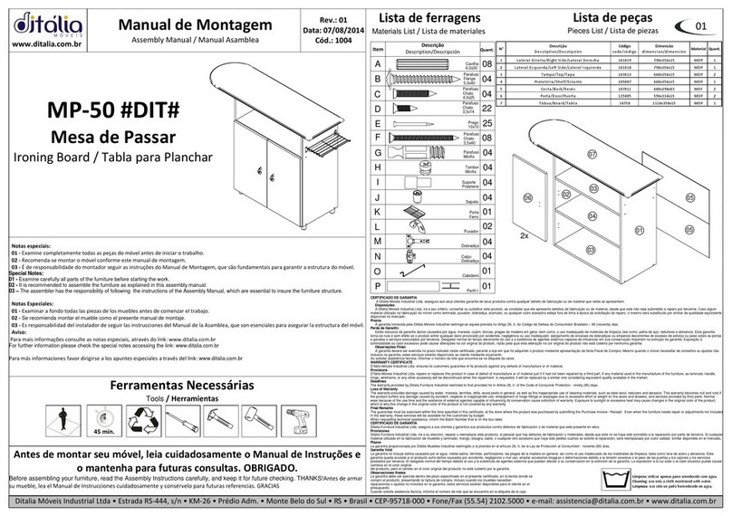 DITALIA MP-50 Assembly manual DITALIA MP-50 Assembly manual