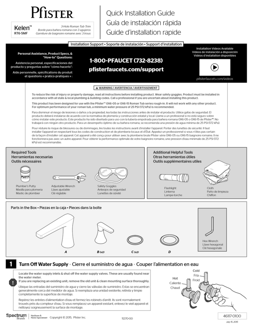 Pfister Kelen RT6-5MF Quick installation guide