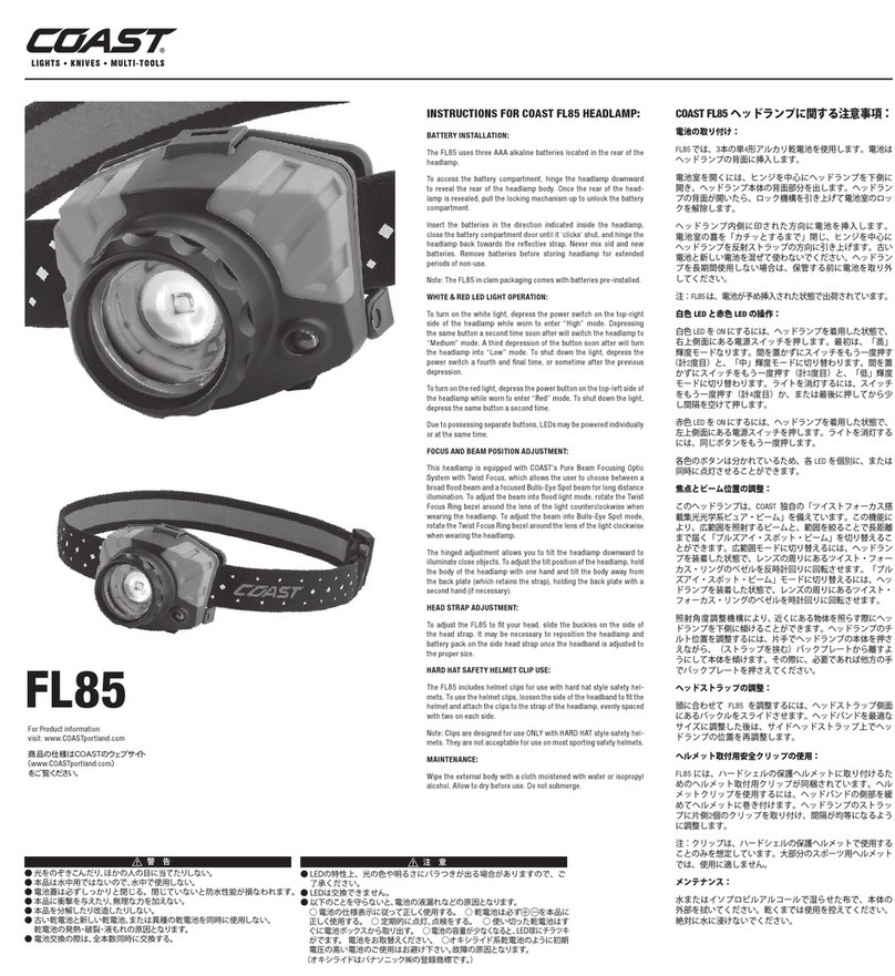 Coast FL85 instructions