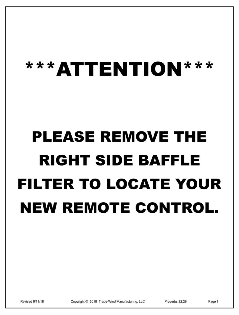 Trade-wind 3000 Slim Line Series Installation instructions & use & care guide