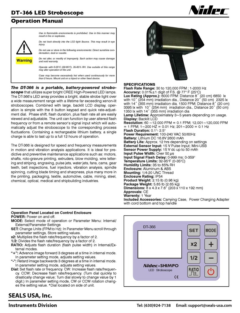 Seals Nidec DT-366 Operation manual Seals Nidec DT-366 Operation manual