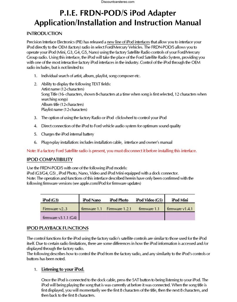 PIE HON03-POD/S Application/installation and instruction manual