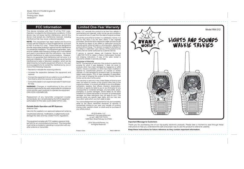 eKids RYAN'S WORLD RW-212 instructions