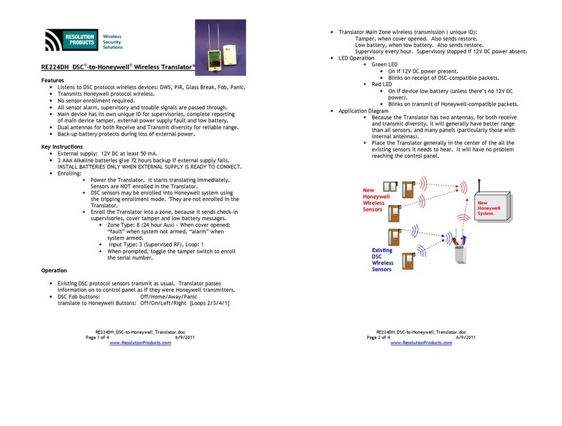 Resolution Products RE224DH quick start guide