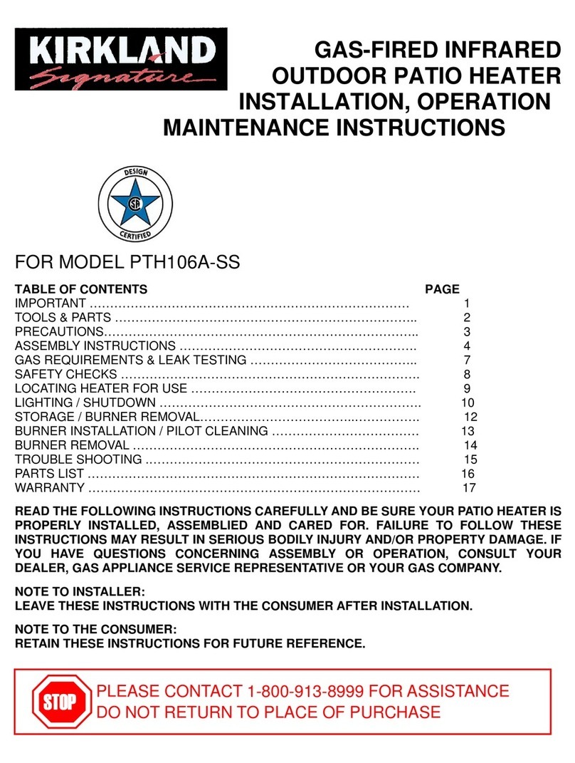 Kirkland Signature PTH106A-SS Installation, operation and maintenance instructions