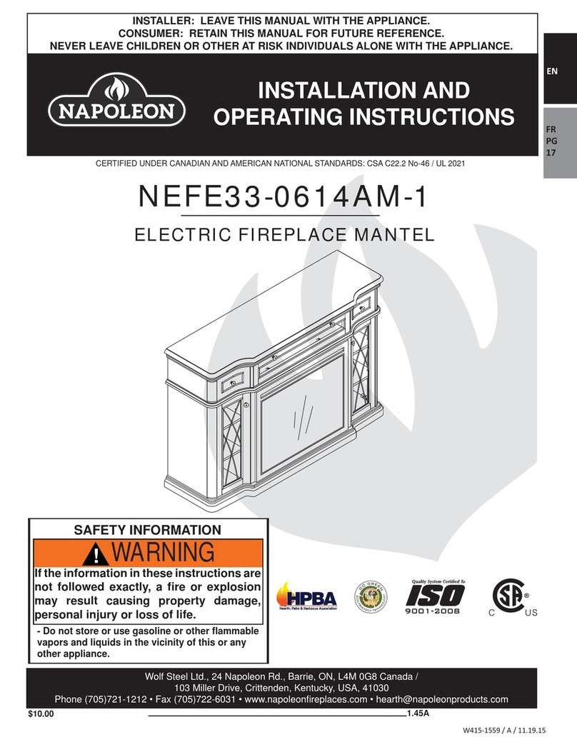 Napoleon NEFE33-0614AM-1 Installation and operating instructions Napoleon NEFE33-0614AM-1 Installation and operating instructions