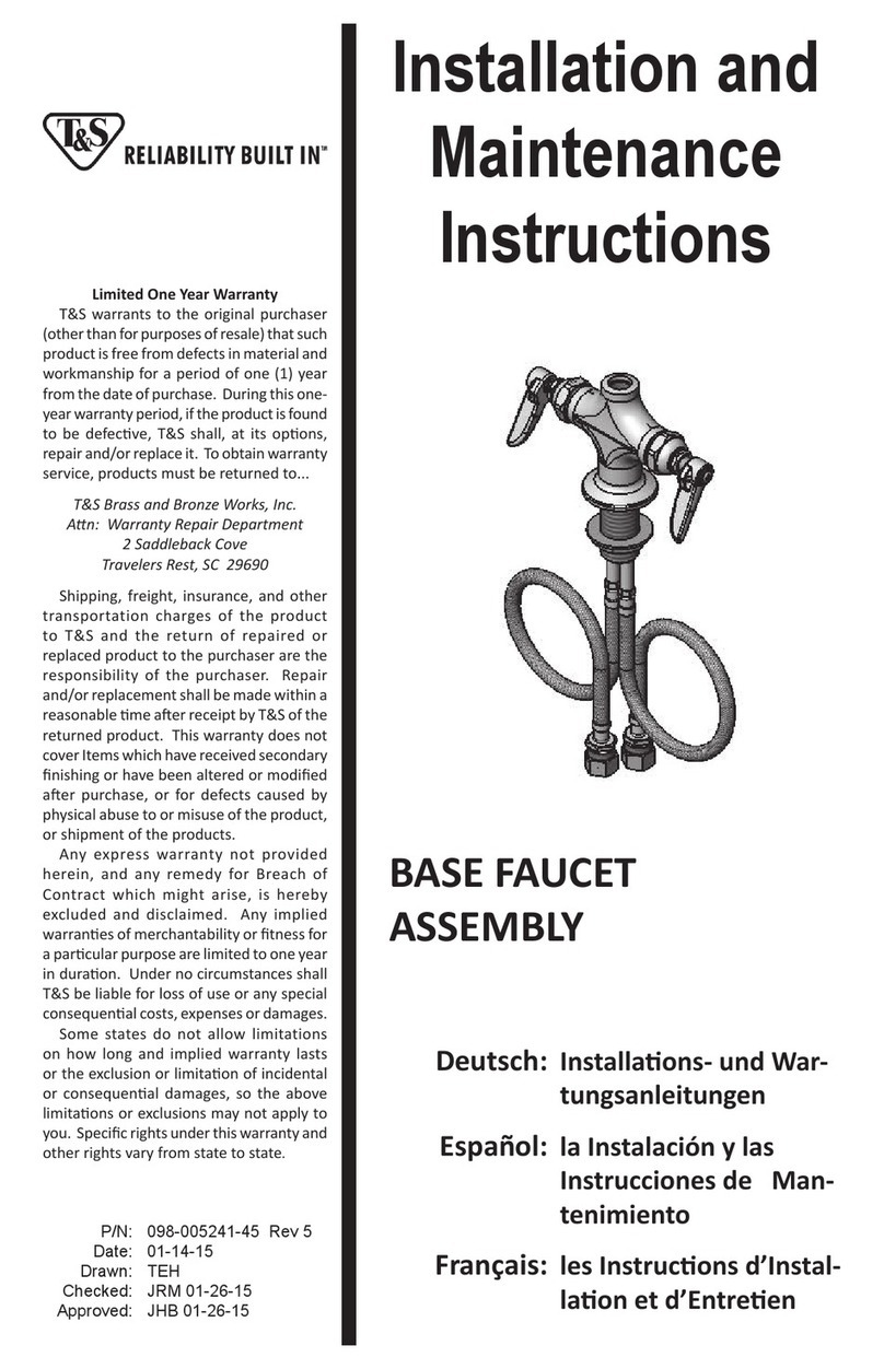 T&S B-0102-A Installation and maintenance instructions