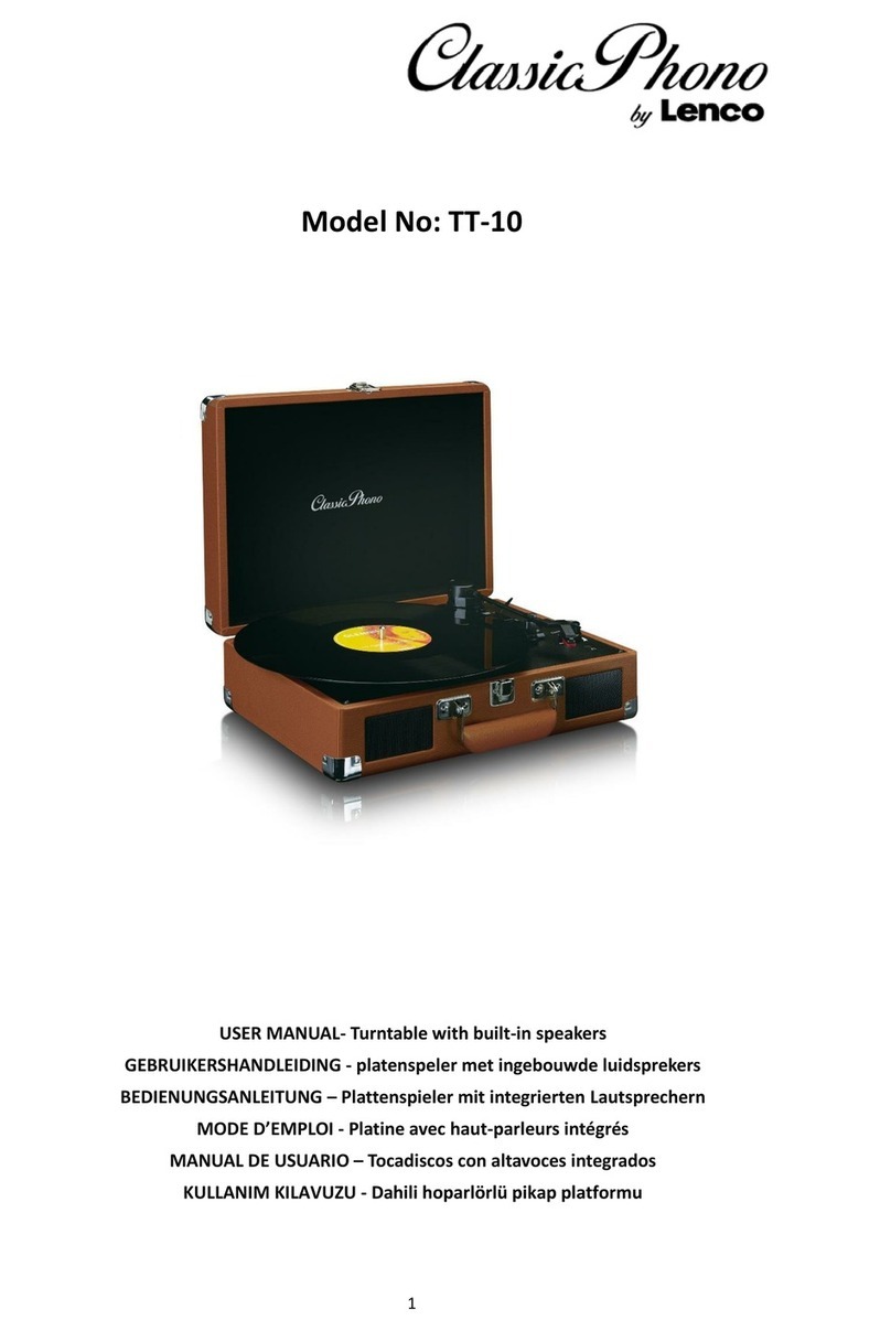 LENCO Classic Phono TT-10BN User manual LENCO Classic Phono TT-10BN User manual