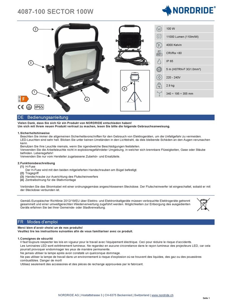 NORDRIDE 4087-100 SECTOR 100W quick start guide