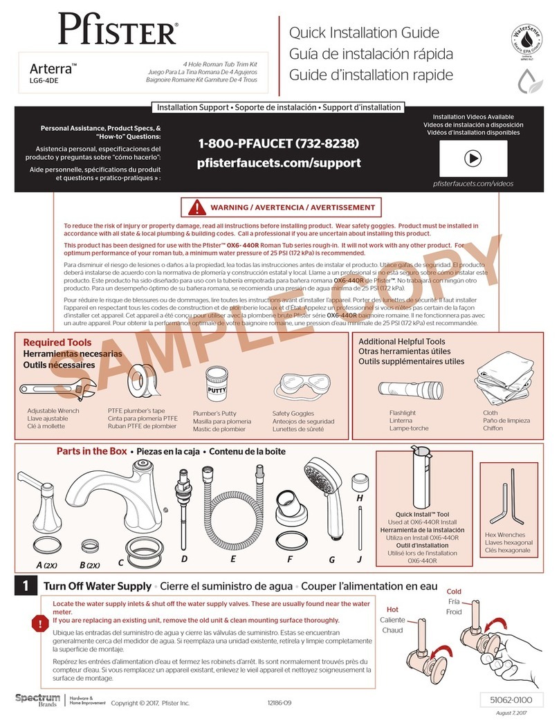 Pfister Arterra LG6-4DED Quick installation guide