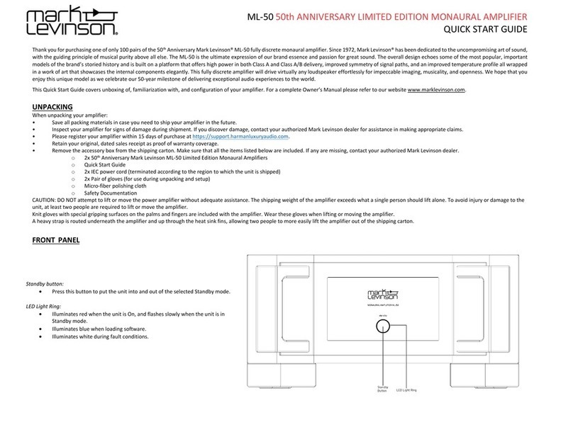 Mark Levinson ML-50 quick start guide