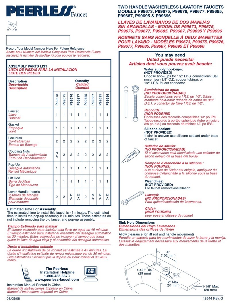 Peerless Faucet P99673 quick start guide