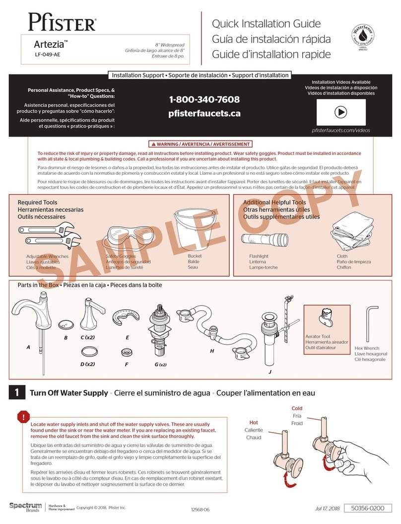 Spectrum Brands Pfister Artezia LF-049-AE User manual