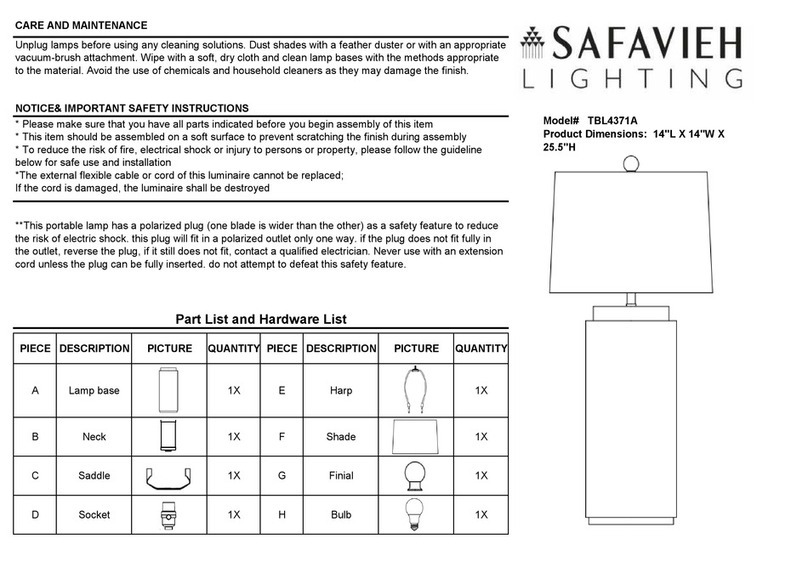 Safavieh Lighting TBL4371A User manual Safavieh Lighting TBL4371A User manual