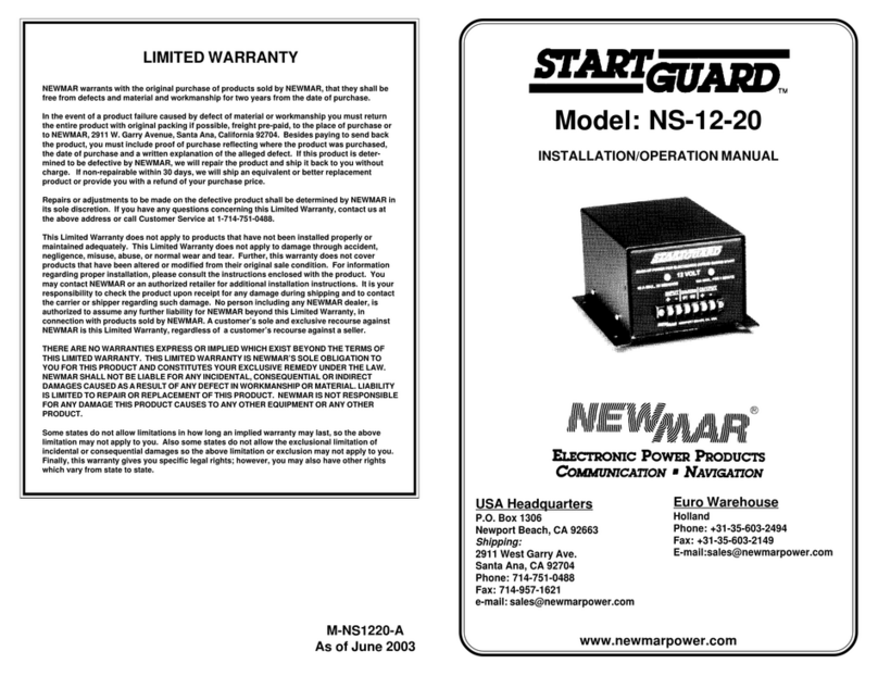 NewMar STARTGUARD NS-12-20 Installation & operation manual