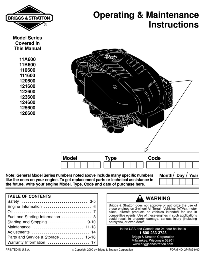 Briggs & Stratton 11B600 Installation and operation manual